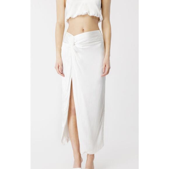 BARDOT Women's Joelle Side Leg Midi Skirt XXL US 12 Orchid White Front Knot NWT - Picture 2 of 14